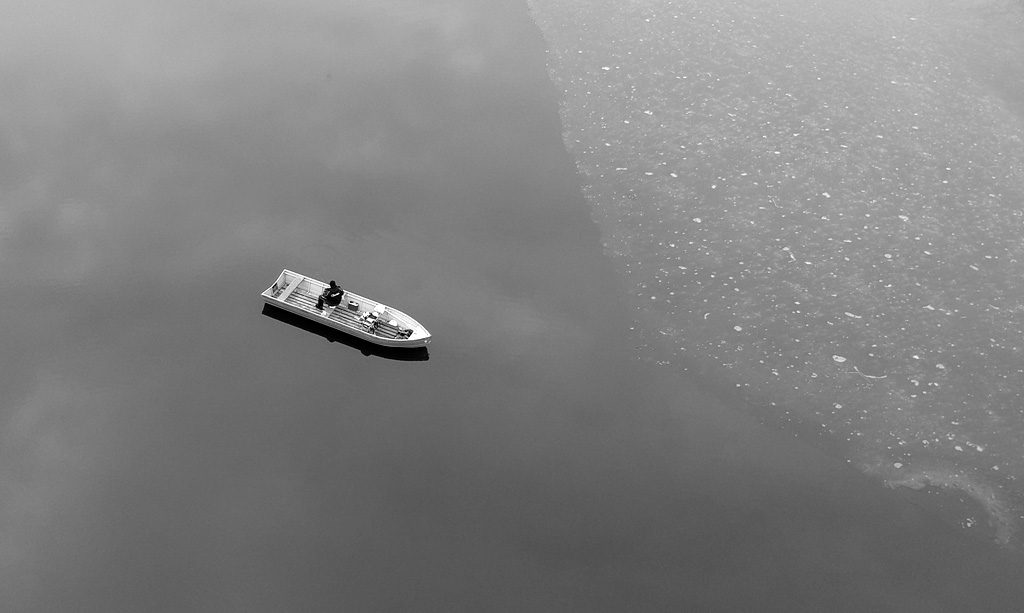 Tisza-tó fekete-fehér fotók - vízen és jégen